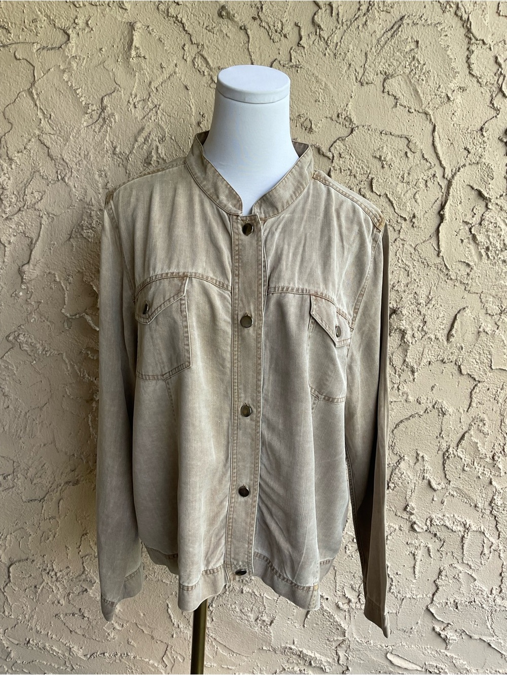 Christopher & Banks Washed Taupe Utility Jacket